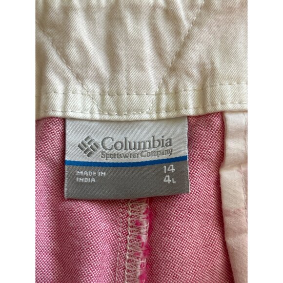Columbia PFG Womens Pink Cotton Casual Shorts Size 14 With Pockets 4” Inseam - Picture 4 of 9